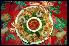 USA Weihnachten 1993/1994/New Year's Eve 1994/shrimps/catsup sauce